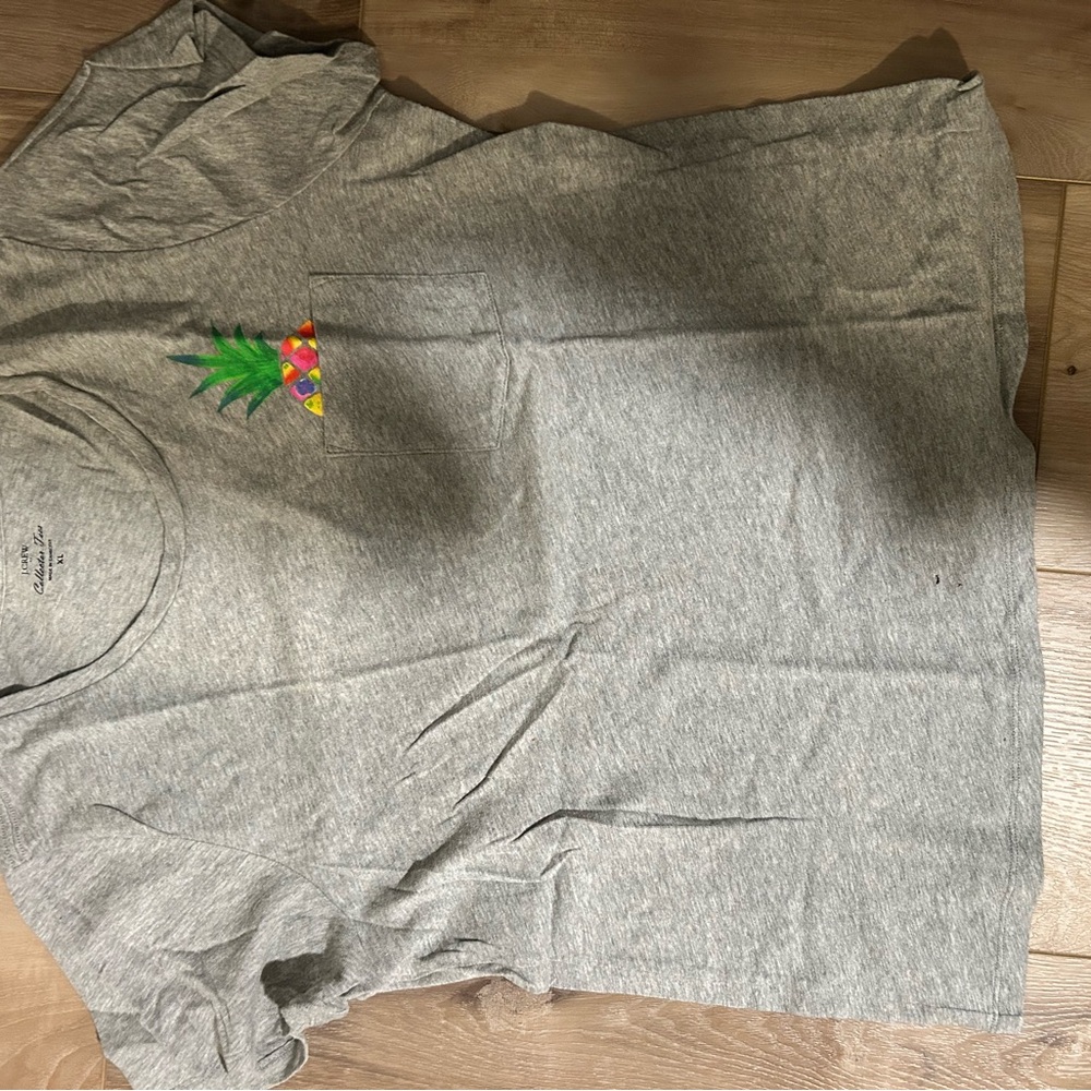 J. Crew Gray Short Sleeve Tee with Pineapple Design